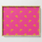 Art Nouveau Yellow Tropical Flowers - Hot Pink Pattern Serving Tray Gallery Image 1