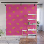 Art Nouveau Yellow Tropical Flowers - Hot Pink Pattern Wall Mural Gallery Image 1