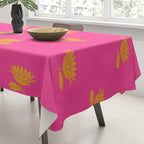 Art Nouveau Yellow Tropical Flowers - Hot Pink Pattern Tablecloth Gallery Image 3