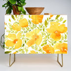 Watercolor California poppies (Quad set, #2) Credenza Gallery Image 1