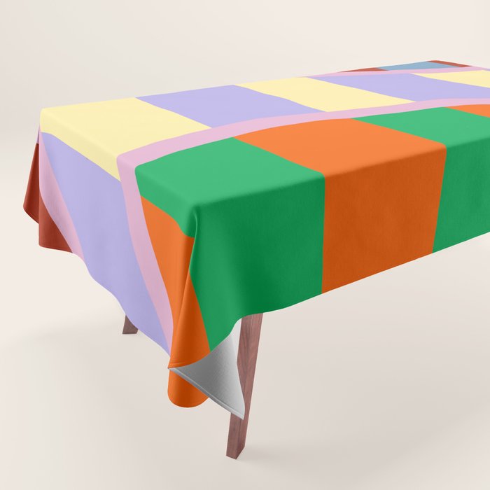 Wavy Abstract Stripe Art Retro Color Flow with Orange Lavender Green andTerracotta Tablecloth Gallery Image 1