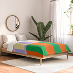 Wavy Abstract Stripe Art Retro Color Flow with Orange Lavender Green andTerracotta Comforter Gallery Image 2