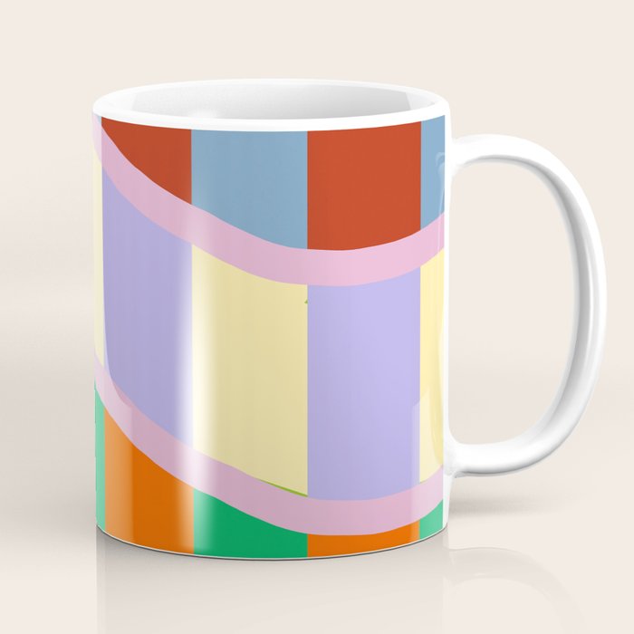 Wavy Abstract Stripe Art Retro Color Flow with Orange Lavender Green andTerracotta Coffee Mug Gallery Image 1