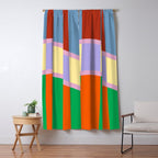 Wavy Abstract Stripe Art Retro Color Flow with Orange Lavender Green andTerracotta Window Curtain Gallery Image 5