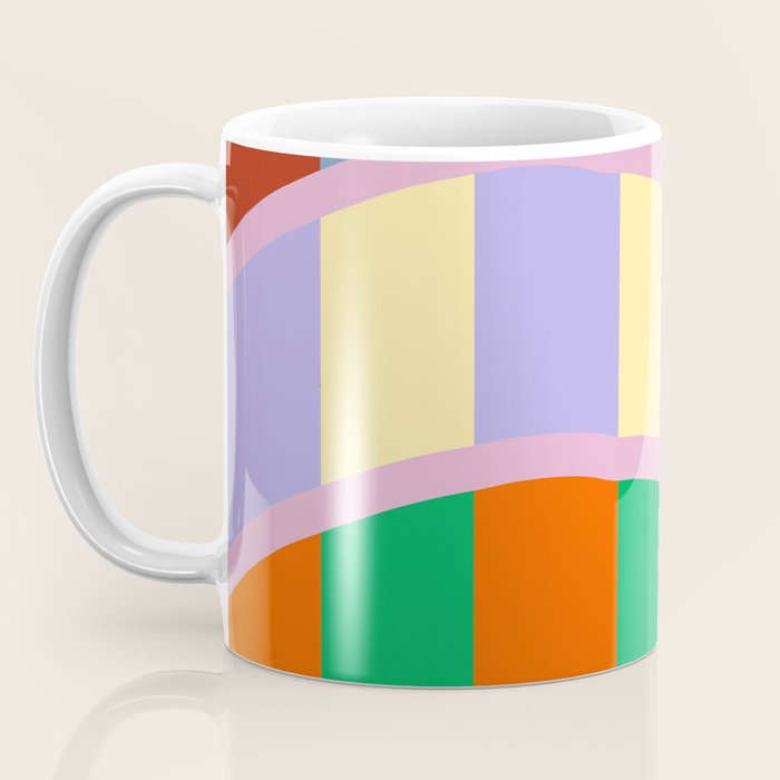 Wavy Abstract Stripe Art Retro Color Flow with Orange Lavender Green andTerracotta Coffee Mug Gallery Image 3