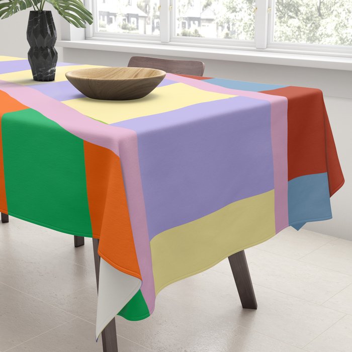 Wavy Abstract Stripe Art Retro Color Flow with Orange Lavender Green andTerracotta Tablecloth Gallery Image 3