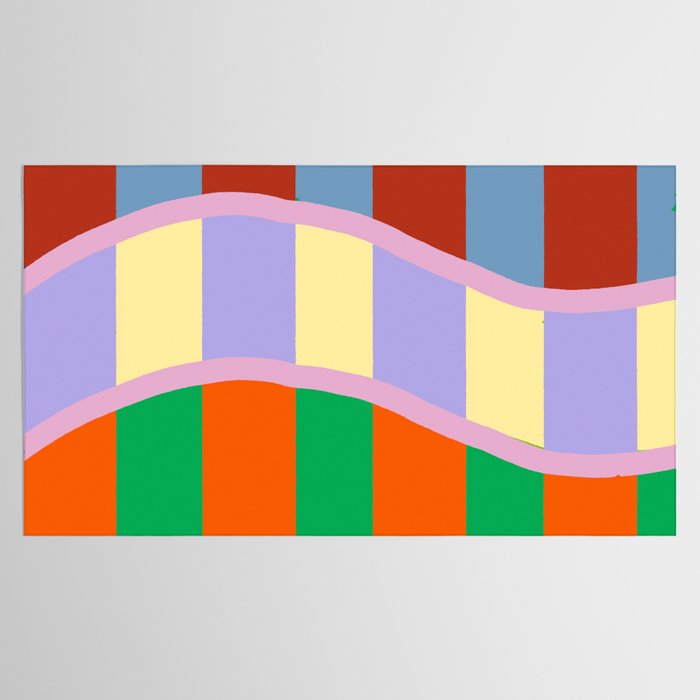 Wavy Abstract Stripe Art Retro Color Flow with Orange Lavender Green andTerracotta Tablecloth Gallery Image 2