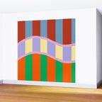 Wavy Abstract Stripe Art Retro Color Flow with Orange Lavender Green andTerracotta Wall Mural Gallery Image 2