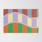 Wavy Abstract Stripe Art Retro Color Flow with Orange Lavender Green andTerracotta Rug Gallery Image 2