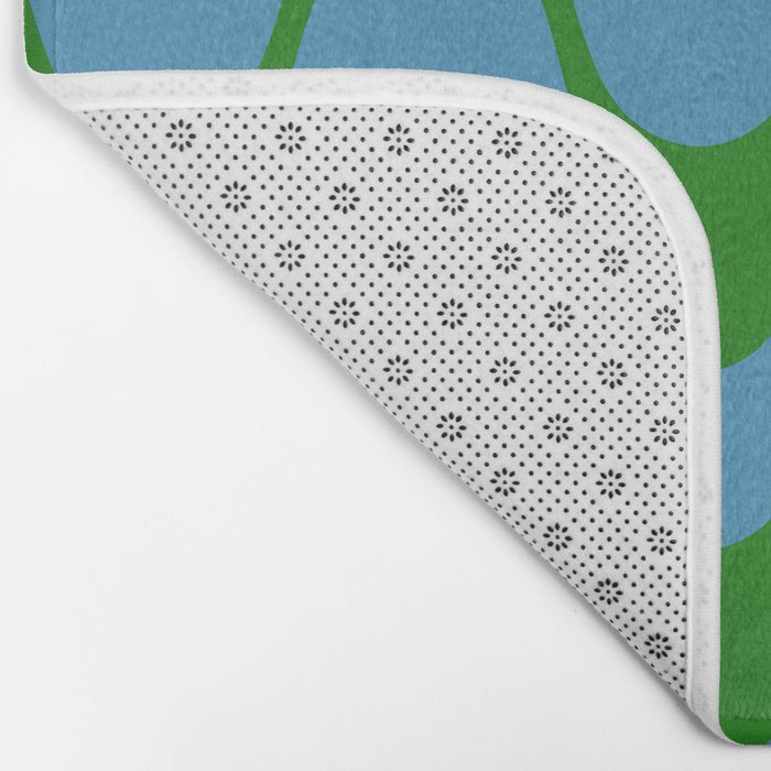 Retro Groovy Waves - Blue and Green Bath Mat Gallery Image 2