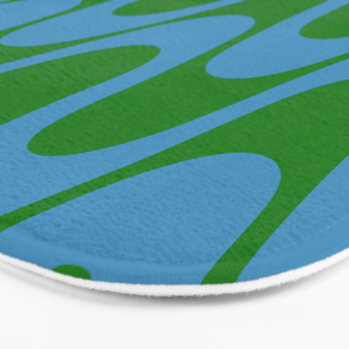 Retro Groovy Waves - Blue and Green Bath Mat Gallery Image 3