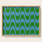 Retro Groovy Waves - Blue and Green Serving Tray Gallery Image 1