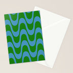 Retro Groovy Waves - Blue and Green Stationery Card Gallery Image 2