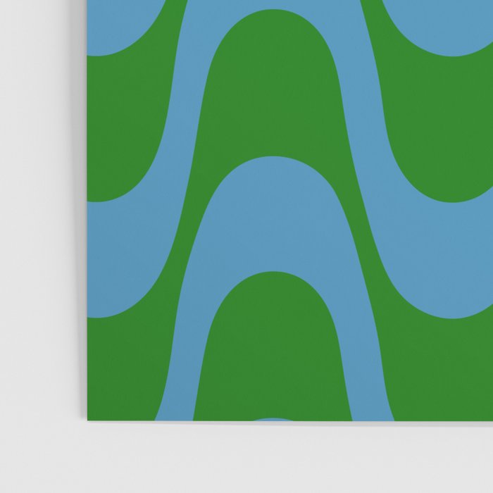 Retro Groovy Waves - Blue and Green Poster Gallery Image 3