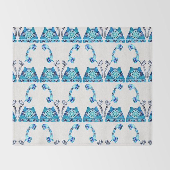 Vintage Rotary Phone - Blue Raspberry Throw Blanket Gallery Image 2