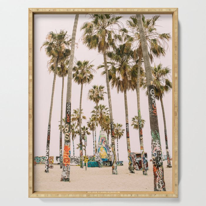 Palm Trees on Venice Beach - Los Angeles California Travel Photography Serving Tray Gallery Image 1