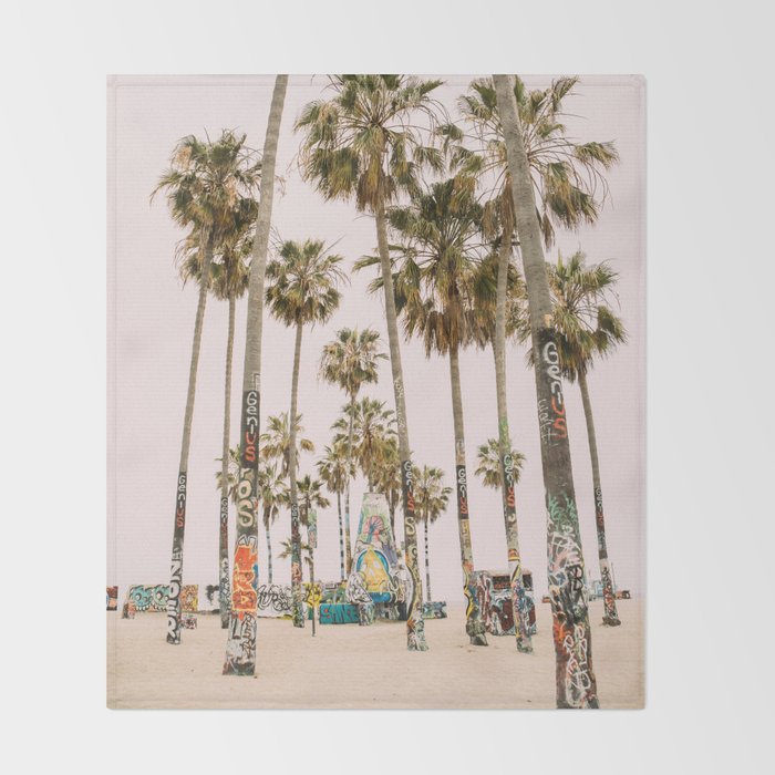Palm Trees on Venice Beach - Los Angeles California Travel Photography Throw Blanket Gallery Image 2