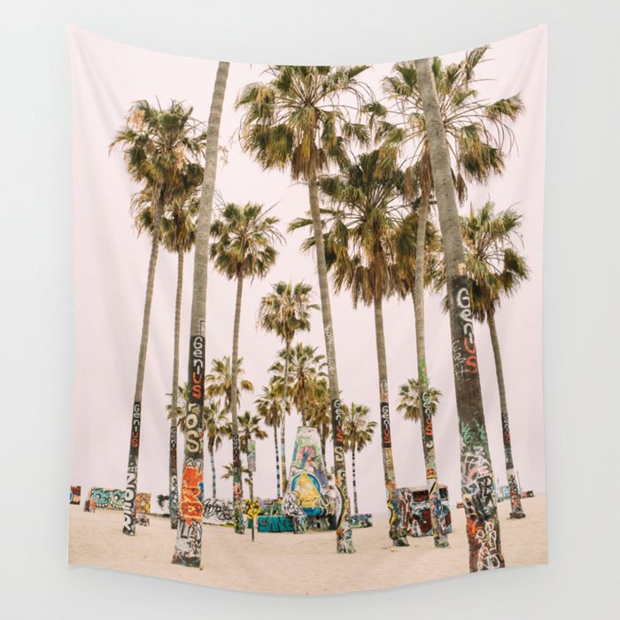 Palm Trees on Venice Beach - Los Angeles California Travel Photography Wall Tapestry Gallery Image 4