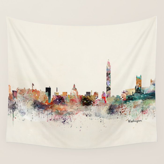 washington dc skyline Wall Tapestry Gallery Image 1