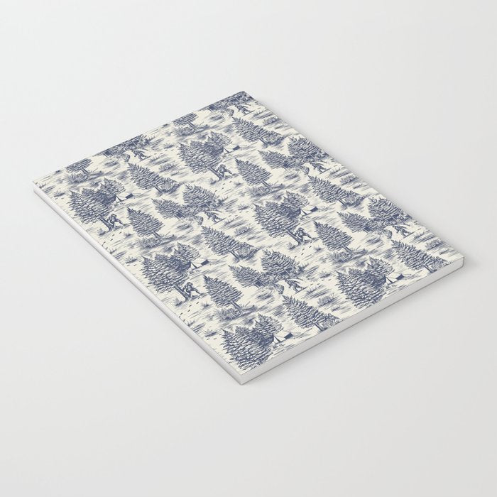 Bigfoot / Sasquatch Toile de Jouy in Blue Notebook Gallery Image 3
