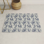 Bigfoot / Sasquatch Toile de Jouy in Blue Rug Gallery Image 1