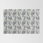 Bigfoot / Sasquatch Toile de Jouy in Blue Rug Gallery Image 2