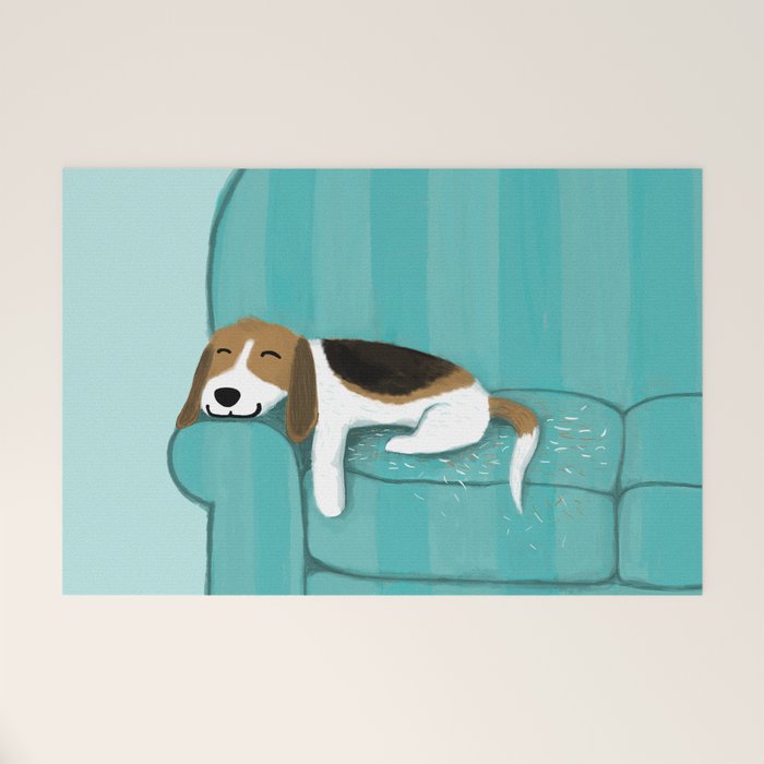 Happy Couch Beagle | Cute Sleeping Dog Welcome Mat Gallery Image 1