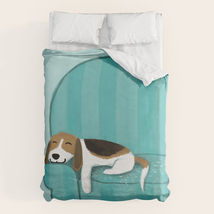 Happy Couch Beagle | Cute Sleeping Dog Duvet Cover Gallery Image 1