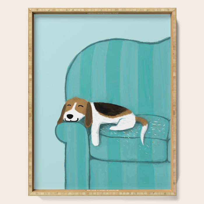 Happy Couch Beagle | Cute Sleeping Dog Serving Tray Gallery Image 1