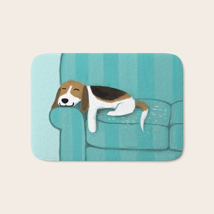 Happy Couch Beagle | Cute Sleeping Dog Bath Mat Gallery Image 1
