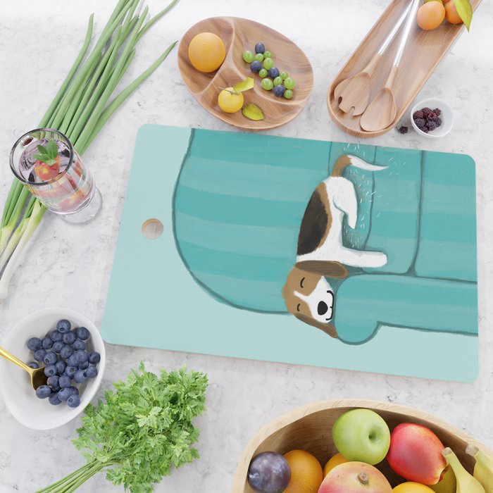 Happy Couch Beagle | Cute Sleeping Dog Cutting Board Gallery Image 2
