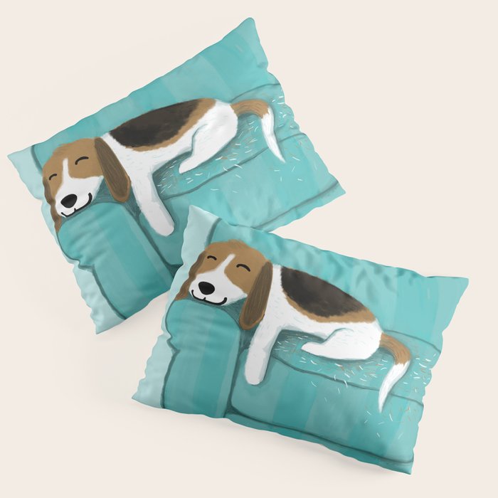 Happy Couch Beagle | Cute Sleeping Dog Pillow Sham Gallery Image 3
