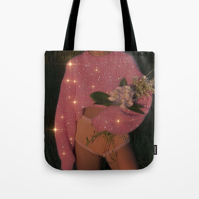 THE END OF JUNE | flowers | pink | collage | aesthetic | summer | glitter | bling | girl  Tote Bag Gallery Image 1