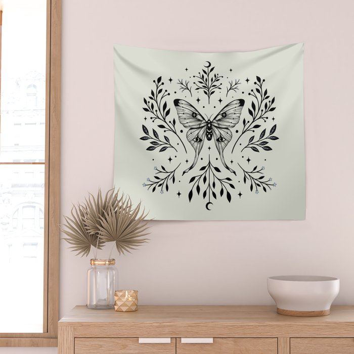 Mystical Luna Moth Wall Tapestry Gallery Image 2