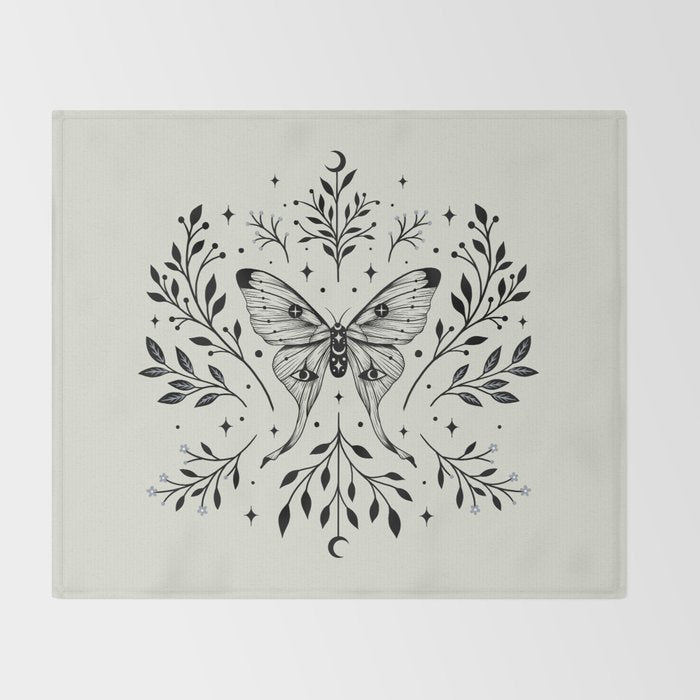 Mystical Luna Moth Throw Blanket Gallery Image 2
