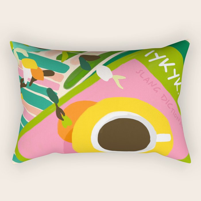 IYKYK, If You Know You Know, Typography Tea American Slang Quote Quirky, English Language Communication Millennials Whimsical Fun, Eclectic Bohemian Contemporary Painting Words Attitude Rectangular Pillow Gallery Image 1