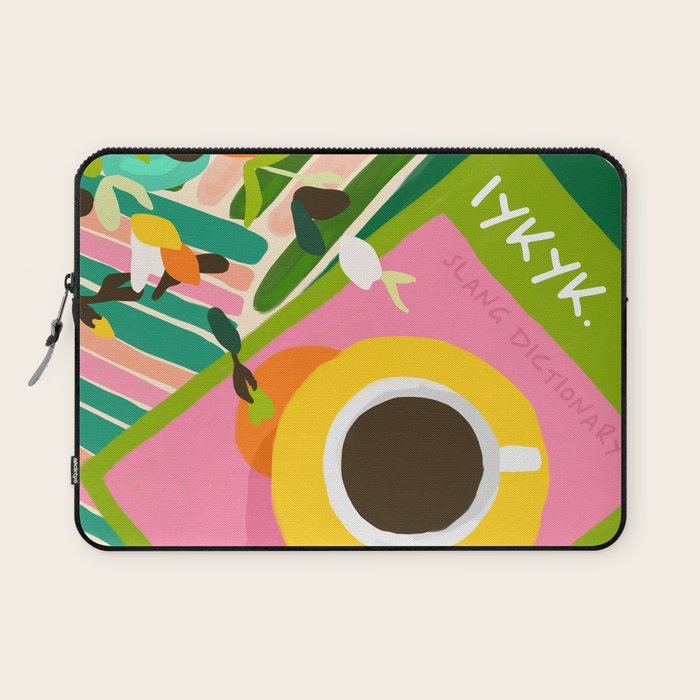 IYKYK, If You Know You Know, Typography Tea American Slang Quote Quirky, English Language Communication Millennials Whimsical Fun, Eclectic Bohemian Contemporary Painting Words Attitude Laptop Sleeve Gallery Image 1