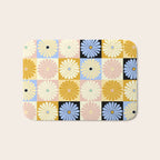Retro Flowers Check Pattern XXVII Bath Mat Gallery Image 1