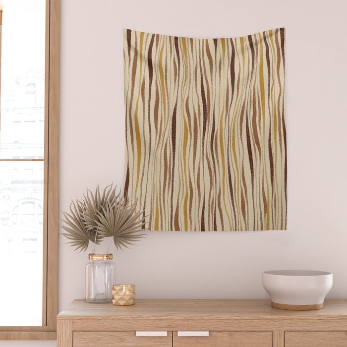 Irregular Lines / Brown & Yellow Wall Tapestry Gallery Image 2