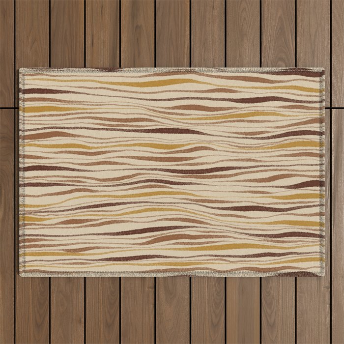 Irregular Lines / Brown & Yellow Outdoor Rug Gallery Image 1