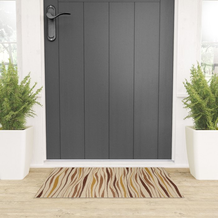 Irregular Lines / Brown & Yellow Welcome Mat Gallery Image 3