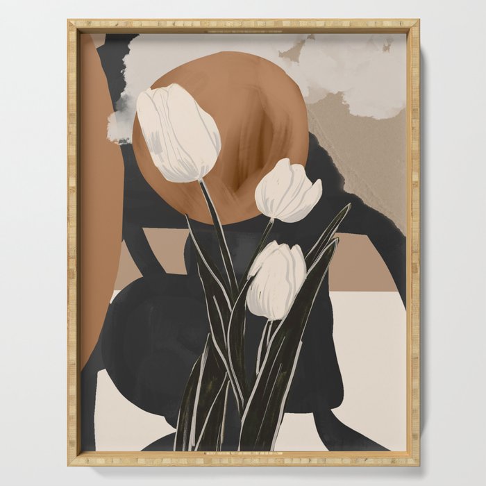 Abstract Art Flowers 3 Serving Tray Gallery Image 1