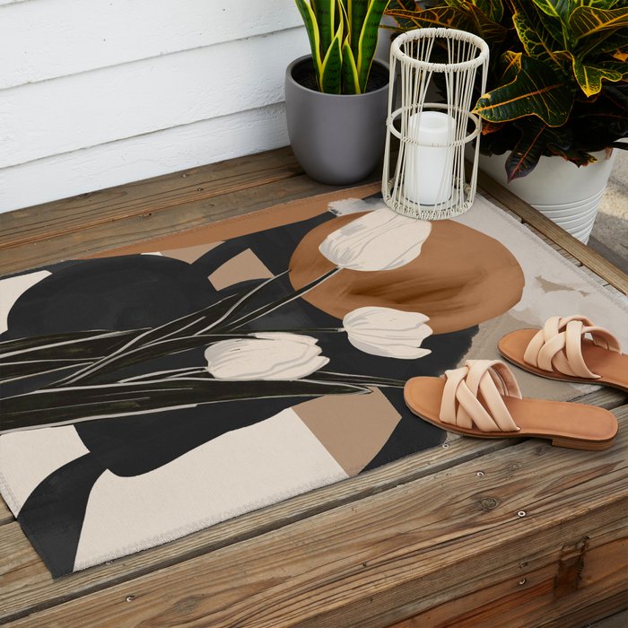 Abstract Art Flowers 3 Outdoor Rug Gallery Image 2