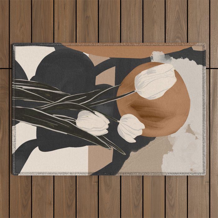 Abstract Art Flowers 3 Outdoor Rug Gallery Image 1