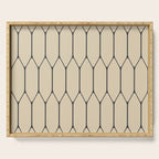 Long Honeycomb Minimalist Geometric Pattern in Retro Charcoal Gray and Beige Serving Tray Gallery Image 1
