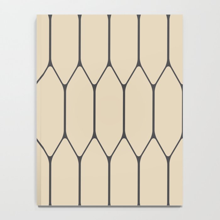 Long Honeycomb Minimalist Geometric Pattern in Retro Charcoal Gray and Beige Notebook Gallery Image 4
