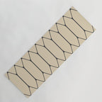 Long Honeycomb Minimalist Geometric Pattern in Retro Charcoal Gray and Beige Yoga Mat Gallery Image 1