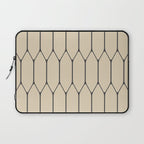 Long Honeycomb Minimalist Geometric Pattern in Retro Charcoal Gray and Beige Laptop Sleeve Gallery Image 1