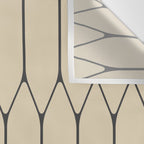 Long Honeycomb Minimalist Geometric Pattern in Retro Charcoal Gray and Beige Wall Tapestry Gallery Image 3