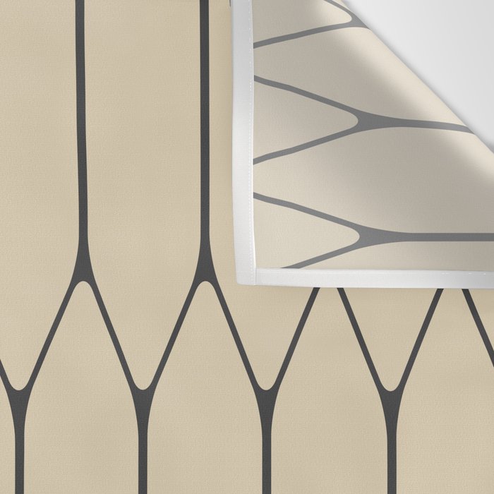 Long Honeycomb Minimalist Geometric Pattern in Retro Charcoal Gray and Beige Wall Tapestry Gallery Image 3